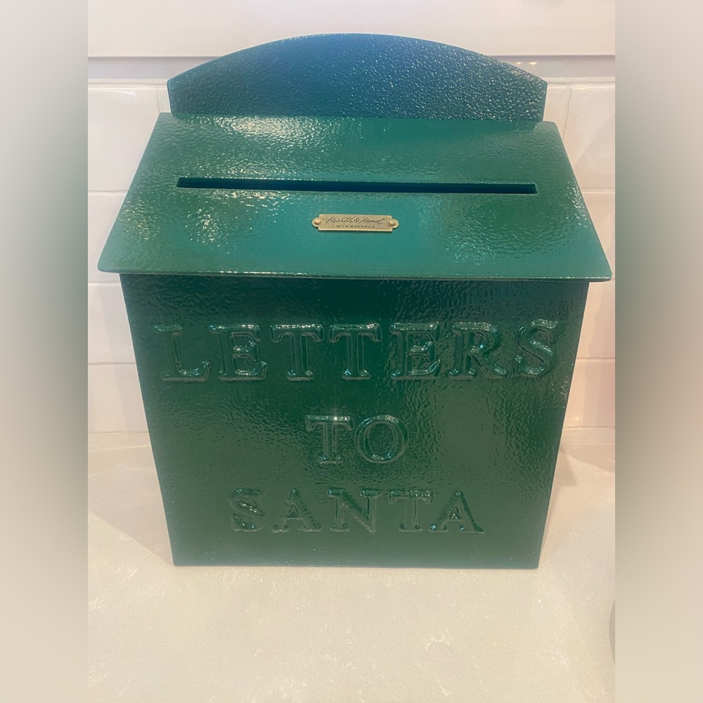 Hearth and Hand Magnolia - Letters to Santa Metal Mailbox -Green NEW